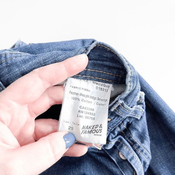 Naked & Famous Selvedge Denim Weird Guy Men's Indigo Straight Jeans Blue Size 29 - Picture 3 of 10